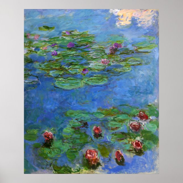 Póster Lilis de agua roja, Claude Monet (Frente)