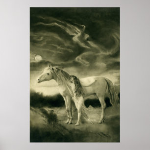 Póster Lilith con caballo blanco