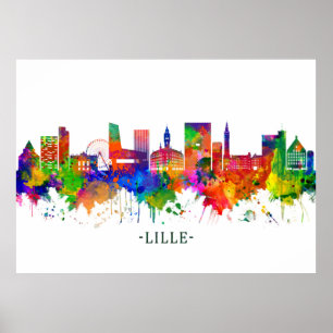 Póster Lille France Skyline