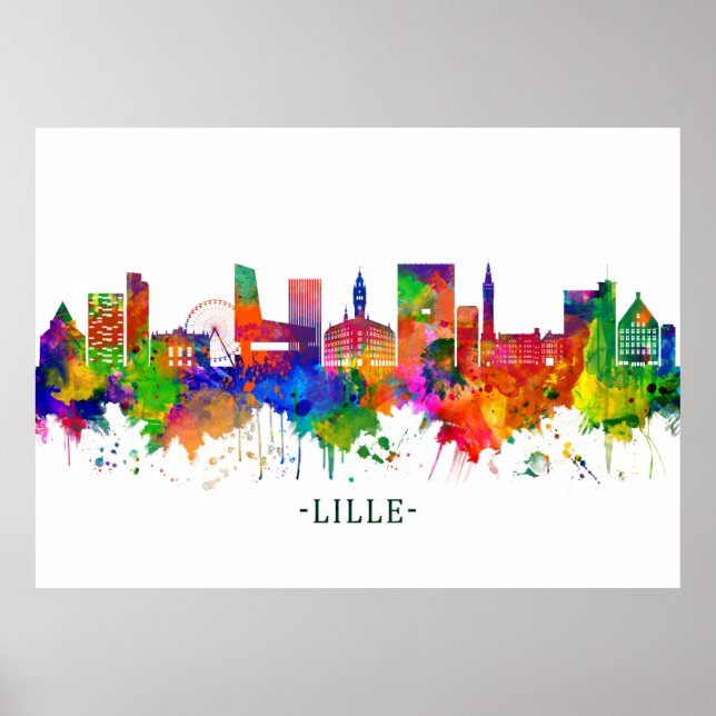 Póster Lille France Skyline (Frente)