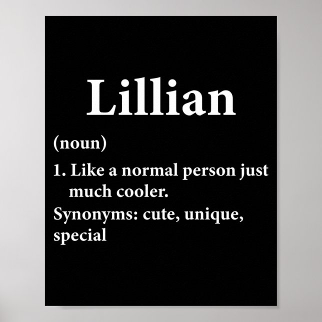 Póster Lillian Name Definition Funny D  (Frente)