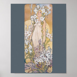 Póster Lily (Cuatro Flores), Alphonse Mucha