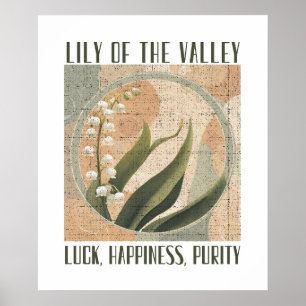 Póster Lily del Valle Mayo Vintage de Flores Mes de Nacim