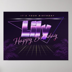 Póster Lily Name Vorname lila retro Poster Geburtstag
