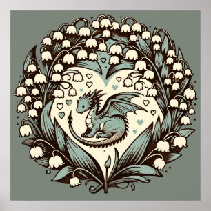 Póster Lily of the Valley Baby Dragon Cute Dragons