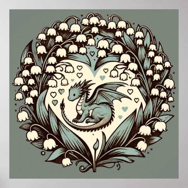 Póster Lily of the Valley Baby Dragon Cute Dragons (Frente)