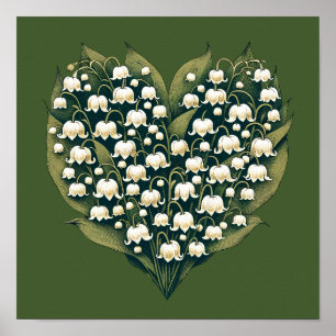 Póster Lily of the Valley Heart Wreath