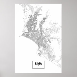 Póster Lima, Perú (negro sobre blanco)