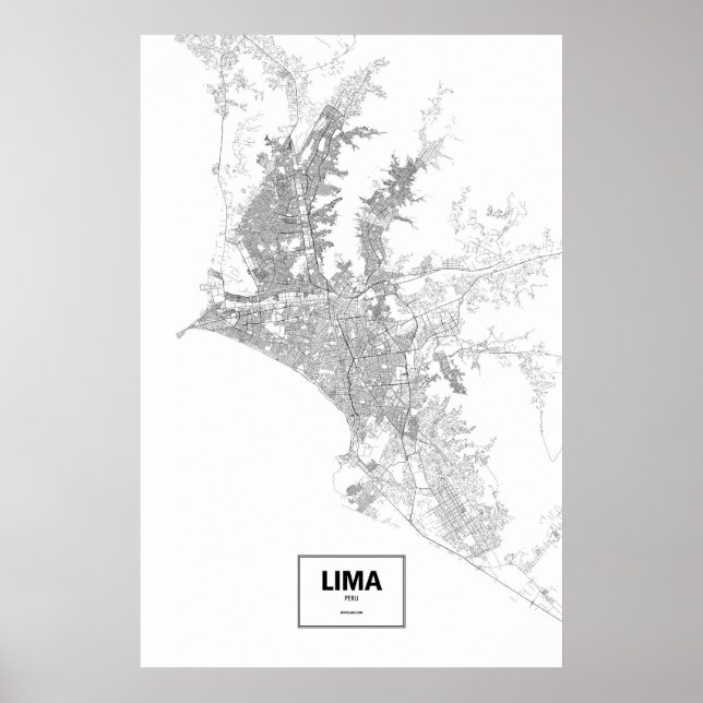 Póster Lima, Perú (negro sobre blanco) (Frente)
