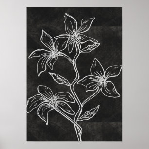 Póster Lime Floral Oscura Lime Lámina Moderno