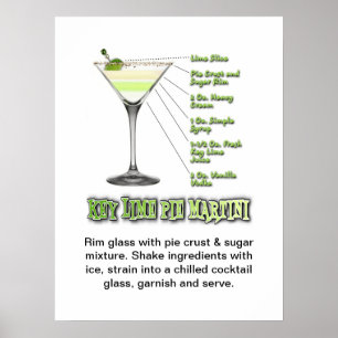 Póster Lime Pie Martini Cocktail Recipe Art