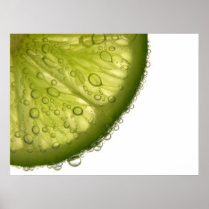Póster Lime Slice Burbujas Fotografías de alimentos