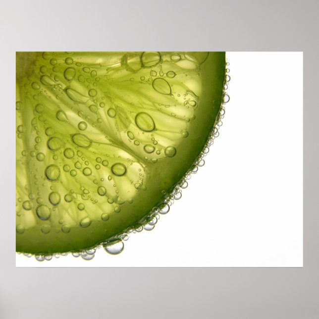 Póster Lime Slice Burbujas Fotografías de alimentos (Frente)