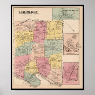 Póster Limerick Royersford PA Pennsylvania Map 1871