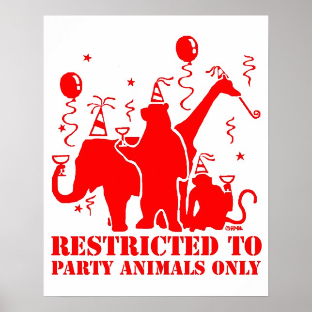 Póster Limitado únicamente a animales fiestas (Frente)