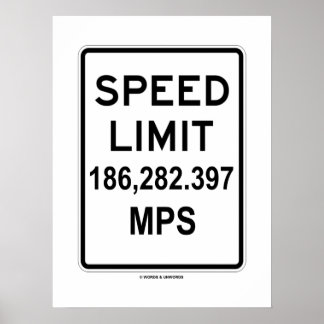 Póster Límite De Velocidad 186,282,397 MPS (Velocidad De 