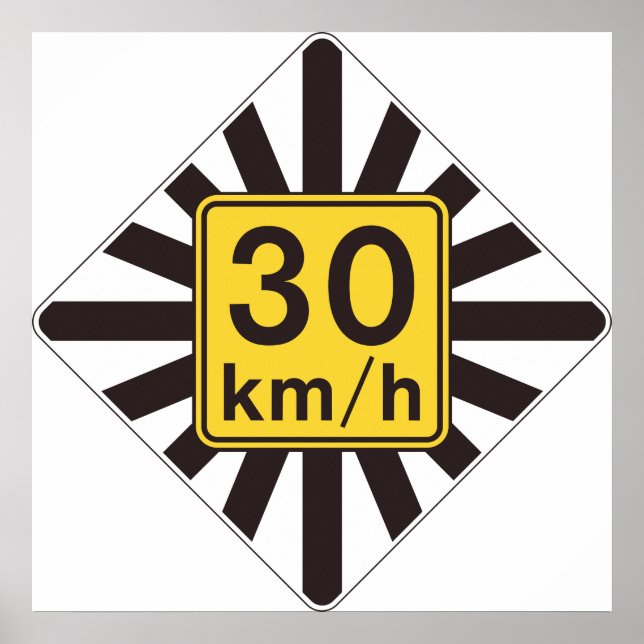 Póster Límite de velocidad 30 Rótulo de carretera (Frente)
