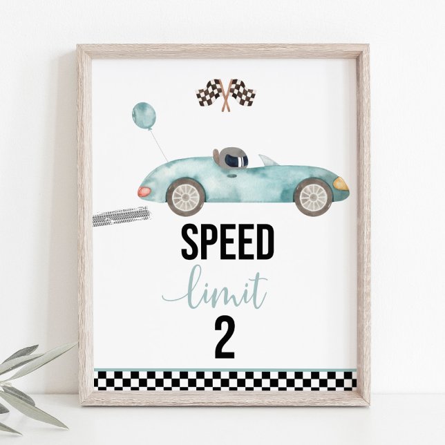 Póster Límite de velocidad de los autos Blue Race 2 Rótul (Subido por el creador)