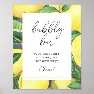 Póster Limón acuarela cítrico moderno - bar burbujeante