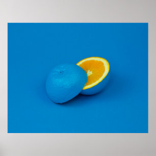 Póster limón azul cortado en dos mitades