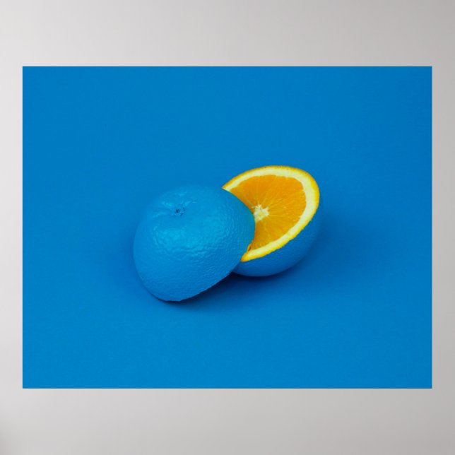 Póster limón azul cortado en dos mitades (Frente)