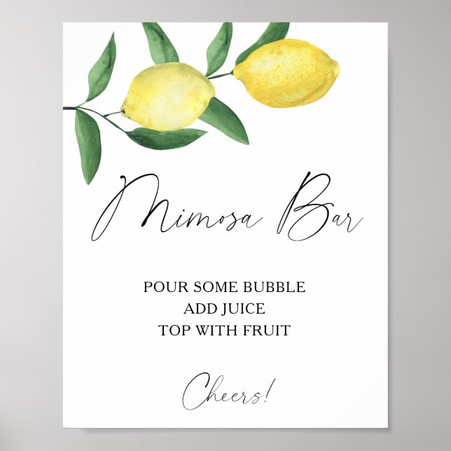 Póster Limón cítrico acuarela - barra mimosa (Frente)