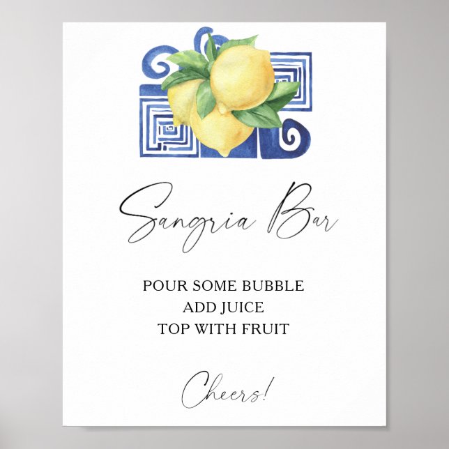 Póster Limón cítrico acuarela - barra sangrienta (Frente)