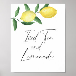 Póster Limón cítrico acuarela helado té y limonada