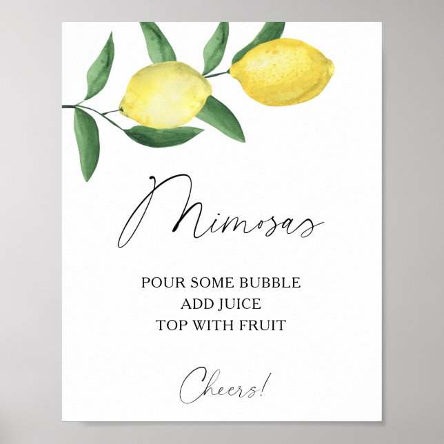 Póster Limón cítrico acuarela - mimosas (Frente)