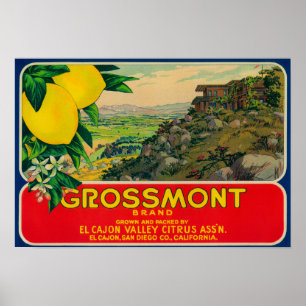Póster Limón LabelEl Cajon, CA de Grossmont