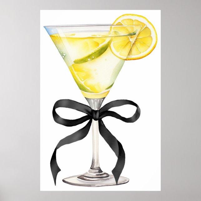 Póster Limon Martini Limoncello Cóctel Despedida de Solte (Frente)