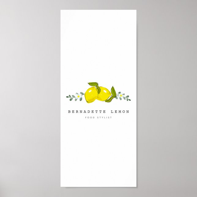 Póster Limón y Flor Blanca Simple Limpio (Frente)