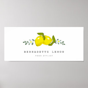 Póster Limón y Flor Blanca Simple y Limpio