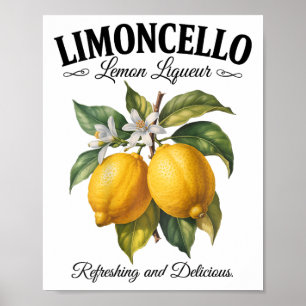 Póster Limoncello Italia Vintage Refrescante Limón Vacaci