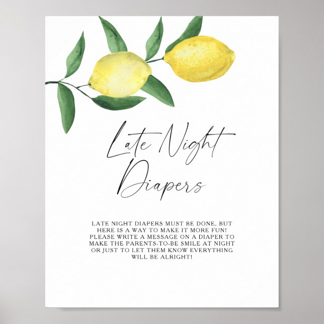 Póster Limones - Juego de pañales de noche (Frente)