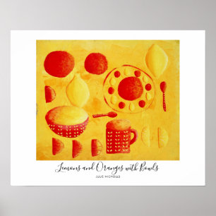 Póster Limones y Naranjas con Cuencos Pintura