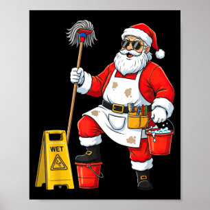 Póster Limpia Santa Limpiador Gráfico de Navidad Divertid