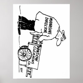 Póster Limpiador de ventanas con carro de limpieza de ven