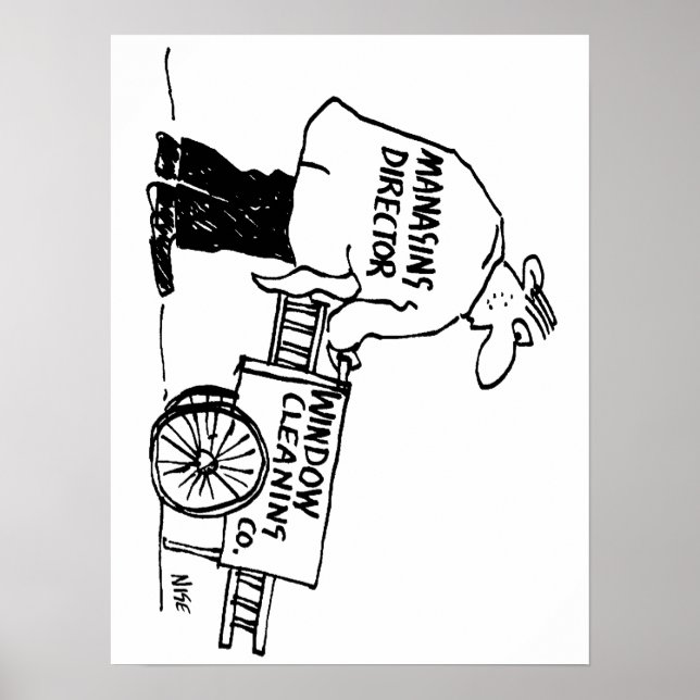 Póster Limpiador de ventanas con carro de limpieza de ven (Frente)