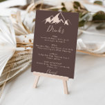 Póster Limpiar el Rótulo del menú de bebidas de la casa r<br><div class="desc">Este claro cartel de menú de bebidas de la casa rural de montaña es perfecto para un boda rústico. El diseño presenta una idílica montaña color beige acuático.</div>