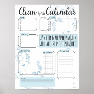 Póster Limpiar por el gráfico de tareas de calendario