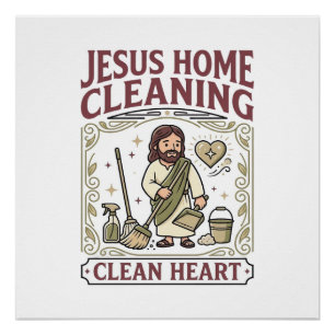 Póster Limpieza del Hogar de Jesús Limpia el Corazón Limp