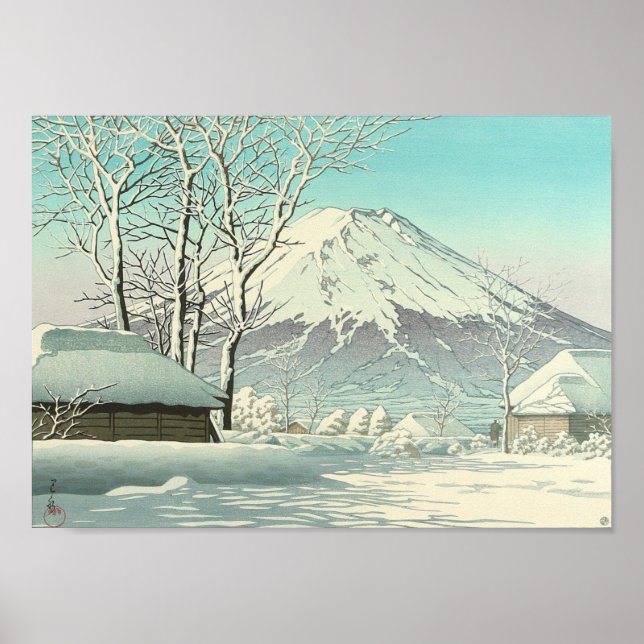 Póster Limpieza después de la Nieve en Oshiono - Hasui Ka (Frente)