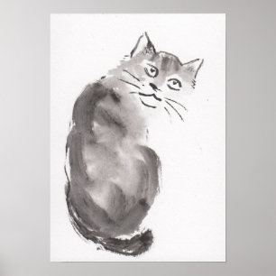 Póster Lin Li(LinLi888) Art Print Sumi-E Cat 21012901