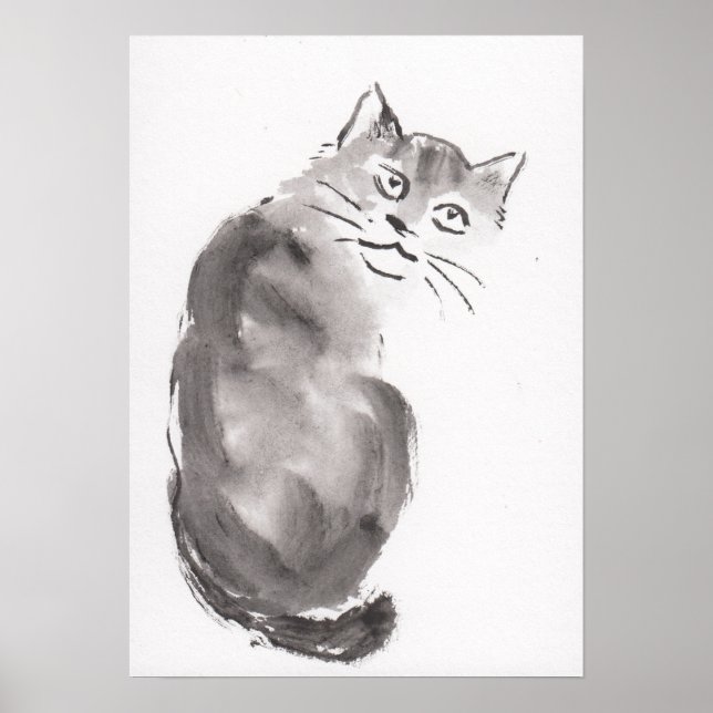 Póster Lin Li(LinLi888) Art Print Sumi-E Cat 21012901 (Frente)