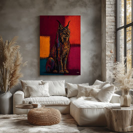 Póster Lince expresionista en campos de color cartel abst