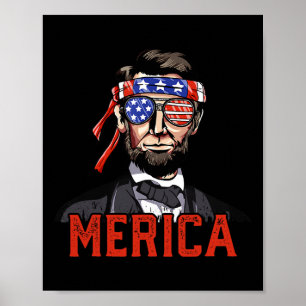 Póster Lincoln 4 de julio Merica Abe chicos hombres mujer