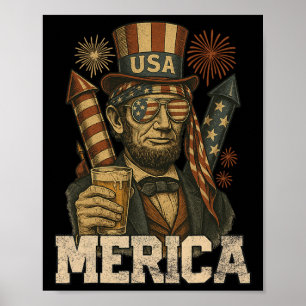 Póster Lincoln 4 de Julio Merica Abe Hombres Mujeres Amer