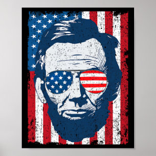 Póster Lincoln Beard Sungles Y amp; Bandera Americana 4 D
