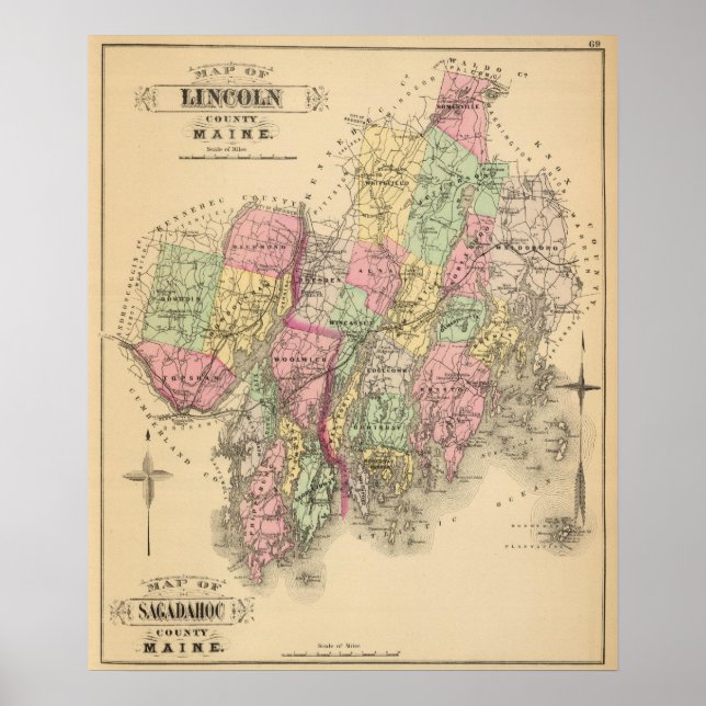 Póster Lincoln Co., Sagadahoc Co (Frente)